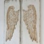 Set of 2 Feather Wing Wall Panels with Distressed White Finish, Rectangle Hanging Wall Art