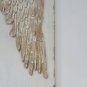 Set of 2 Feather Wing Wall Panels with Distressed White Finish, Rectangle Hanging Wall Art