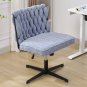 Armless Office Desk Chair No Wheels, BLUE