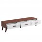 U-Can Modern TV Stand with 3 Drawers Adorned with Embossed Patterns for 65+ Inch TV