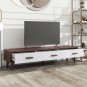 U-Can Modern TV Stand with 3 Drawers Adorned with Embossed Patterns for 65+ Inch TV
