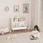 Kids Bookshelf and Toy Organizer, 5 Cubbies Wooden Open Bookcase, 2-Tier Baby Storage Organizer