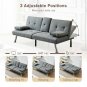 Linen Fabric Modern Sofa Bed Futon Couch Bed Folding Recliner Sleeper Reversible Loveseat Daybed