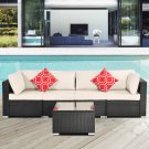 Outdoor Garden Patio Furniture 5-Piece PE Rattan Wicker Cushioned Sofa Sets with 2 Pillows Outdoor Garden Patio Furniture 5-Piece PE Rattan Wicker Cushioned Sofa Sets with 2 Pillows