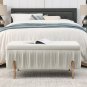 Storage Bench with Cedar Wood Veneer, Large Storage Ottoman with Electroplate Iron Legs