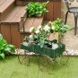 Wooden Wagon Plant Bed with Metal Wheels for Garden Yard Patio-Blue