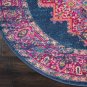 4' Blue Round Power Loom Area Rug