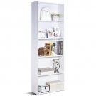 Modern 5-Tier Bookcase Storage Shelf in White Wood Finish Modern 5-Tier Bookcase Storage Shelf in White Wood Finish