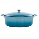MegaChef 7 Quarts Oval Enameled Cast Iron Casserole in Blue MegaChef 7 Quarts Oval Enameled Cast Iron Casserole in Blue