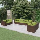vidaXL 8 Piece Patio Lounge Set with Cushions Poly Rattan Brown vidaXL 8 Piece Patio Lounge Set with Cushions Poly Rattan Brown