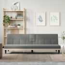 vidaXL Sofa Bed with Cup Holders Dark Gray Fabric vidaXL Sofa Bed with Cup Holders Dark Gray Fabric