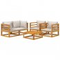 vidaXL 5 Piece Patio Lounge Set with Light Gray Cushions Solid Wood