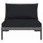 vidaXL 11 Piece Patio Lounge Set with Cushions Poly Rattan Dark Gray