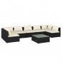vidaXL 8 Piece Patio Lounge Set with Cushions Poly Rattan Black
