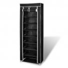 Fabric Shoe Cabinet with Cover 22" x 11" x 64" Black Fabric Shoe Cabinet with Cover 22" x 11" x 64" Black