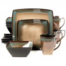 Gibson Elite Tequesta 16-Piece Square Dinnerware Set, Taupe Gibson Elite Tequesta 16-Piece Square Dinnerware Set, Taupe