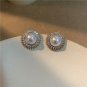 Elegant Temperament Ear Studs Gold Zircon with Pearl Earrings for Women
