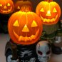 Halloween Luminous Pumpkin Knight Ghost Statue Glowing Pumpkin Head Resin Sculpture Ornaments
