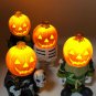 Halloween Luminous Pumpkin Knight Ghost Statue Glowing Pumpkin Head Resin Sculpture Ornaments