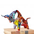Bull Statue Resin Graffiti Bull Statue Full Color Minimalistic Bull Decor Figurine