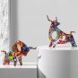 Bull Statue Resin Graffiti Bull Statue Full Color Minimalistic Bull Decor Figurine