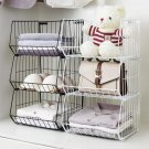 White Foldable Hanger Closet Storage Rack Clothes Wardrobe Hanging Basket Cabinet Iron Frame
