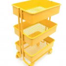 Yellow Mini car with wheels Floor storage shelves dollhouse Mini furniture bookshelves