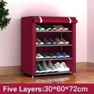 5 Layers Dustproof Assemble Shoes Rack DIY Home Furniture Non-woven Storage Shoe Shelf red