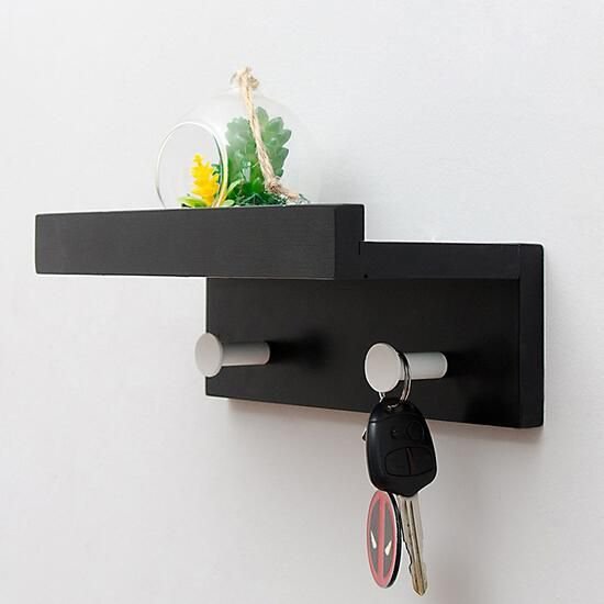 Furniture Accessories Multipurpose Wall Commodity Shelf Mounted Hook Bracket black