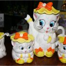 CUTE Vintage KittenTea Set Lefton, "Miss Priss"  Yellow and Orange, VERY RARE