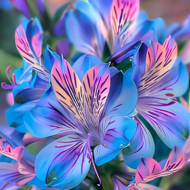 Peruvian Lily Alstroemeria Purple Blue Tiger Stripes Flowers 100 PCS Seeds