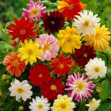 Mix Dahlia Hybrida Dwarf Dahlia Flowrs - 30 Seeds
