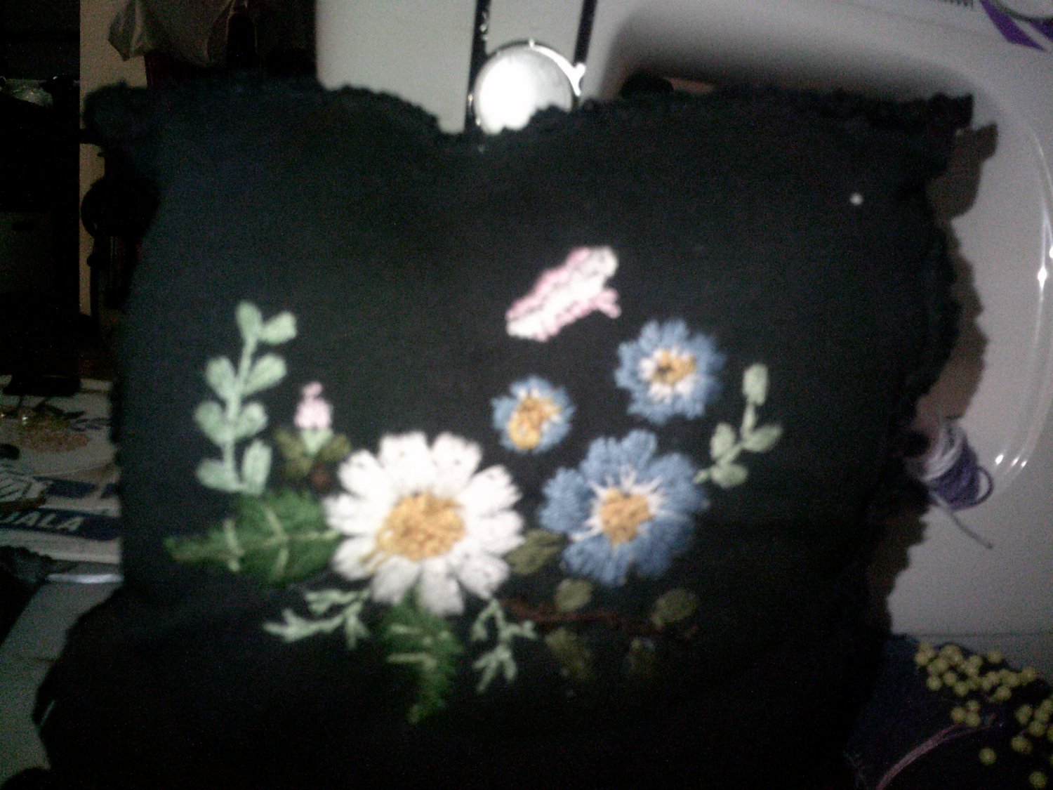 Embroidered Blue Pillow