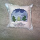 Embroidered Snowy Forest Pillow