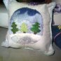 Embroidered Snowy Forest Pillow