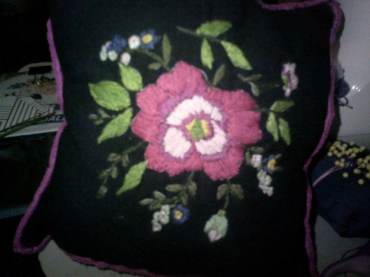Embroidered Pink Flowers