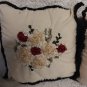 Embroidered Blush Flower Pillow