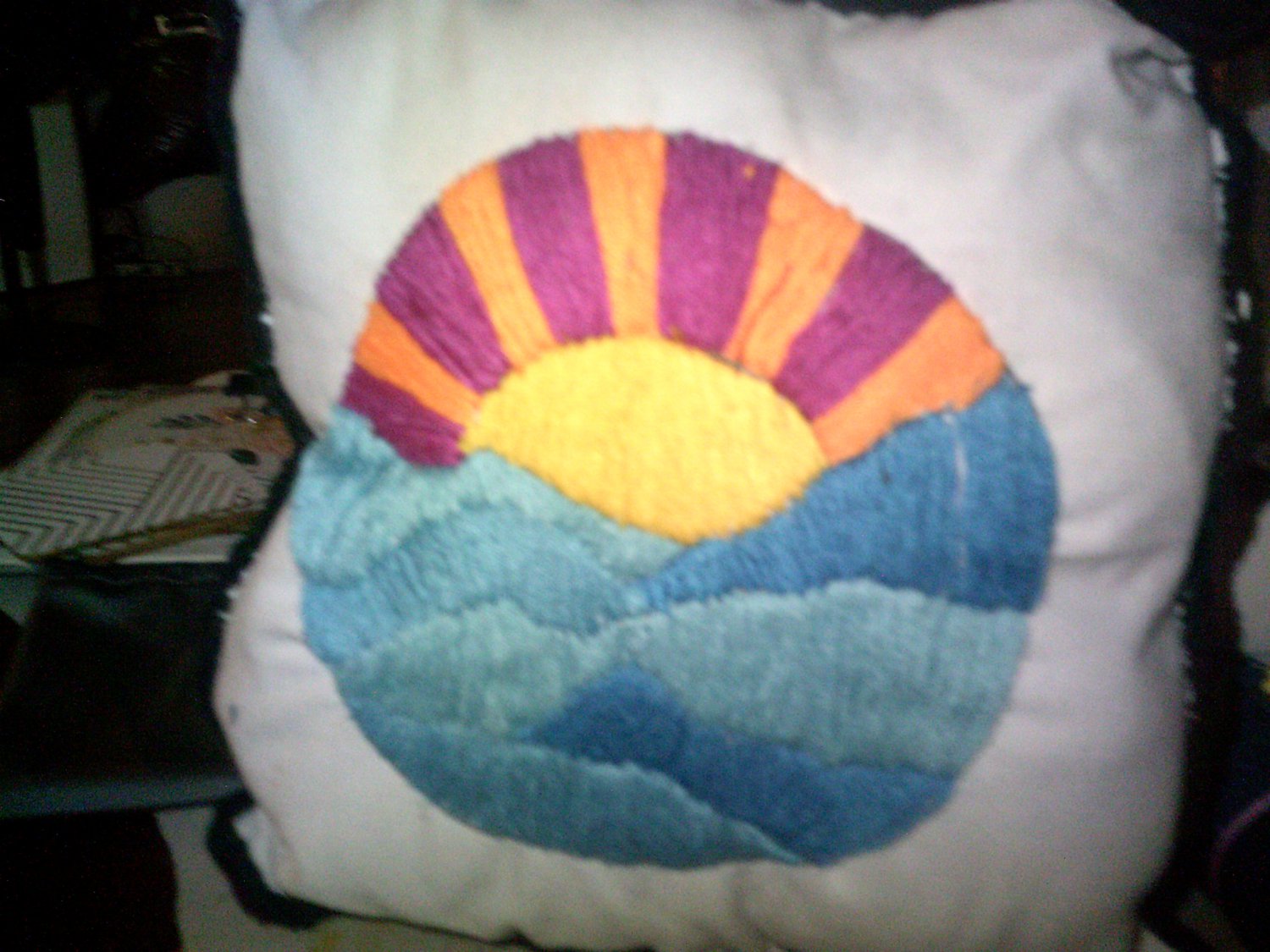 Embroidered Sun Pillow