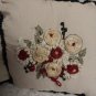 Embroidered Blush Roses Pillow