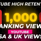 1,000 Youtube High Retention Premium Ranking Views USA & UK Views