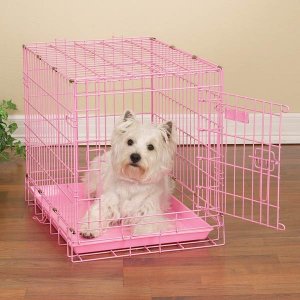 pink wire dog crate