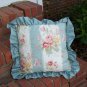 Chic & Shabby Pillow--Pink Roses, Ruffles, Sage Green, Home Decor