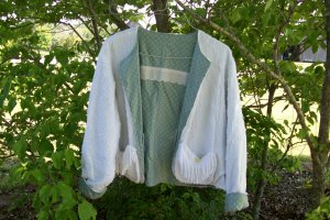 Chic & Shabby Vintage Chenille Jacket Reversible Mother of Pearl Buttons, Embroidery