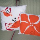 2 Hand Crafted Accent Pillows Sea Beach Cottage Chic & Shabby Original Applique