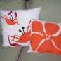2 Hand Crafted Accent Pillows Sea Beach Cottage Chic & Shabby Original Applique