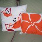 2 Hand Crafted Accent Pillows Sea Beach Cottage Chic & Shabby Original Applique