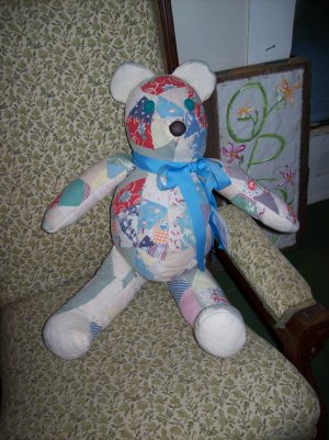 Vintage Quilt Teddy Bear  Hand sewn One of a Kind Adopt a Bear