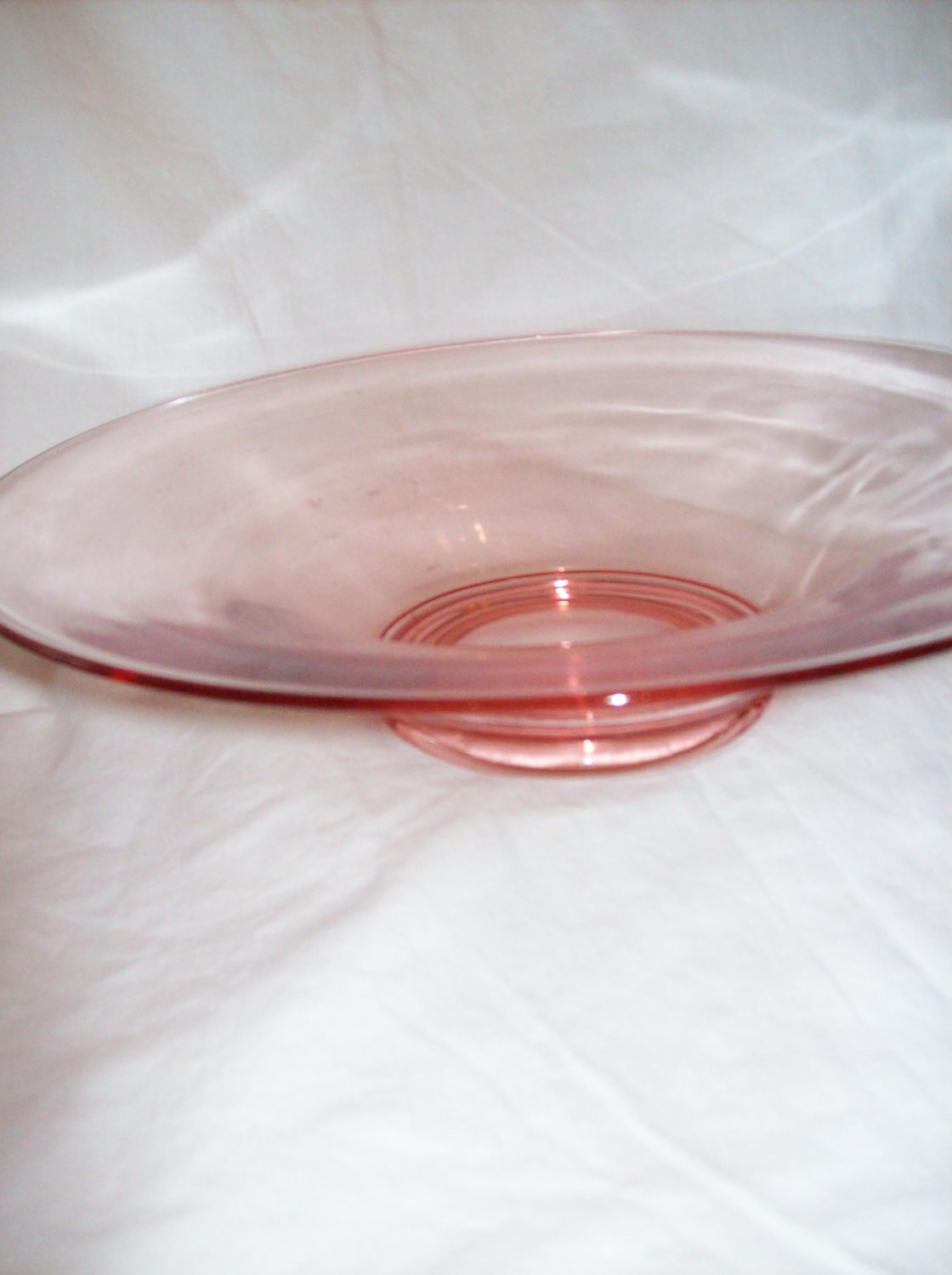 Vintage Pink Depression Glass Floating Bowl Fruit Bowl Centerpiect