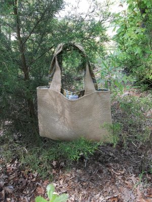 Shopping Bag Burlap Cotton Reversible Roses SHabby Chic Cottage Beach Lake House