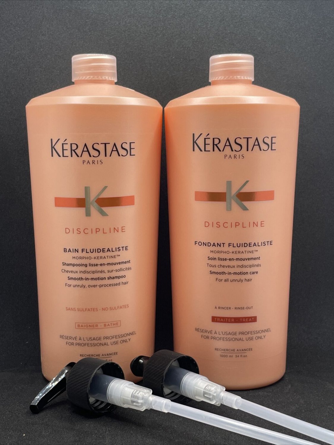 W PUMPS Kerastase Discipline BAIN NO SULFATE  & FONDANT FLUIDEALISTE 1000ml/34oz
